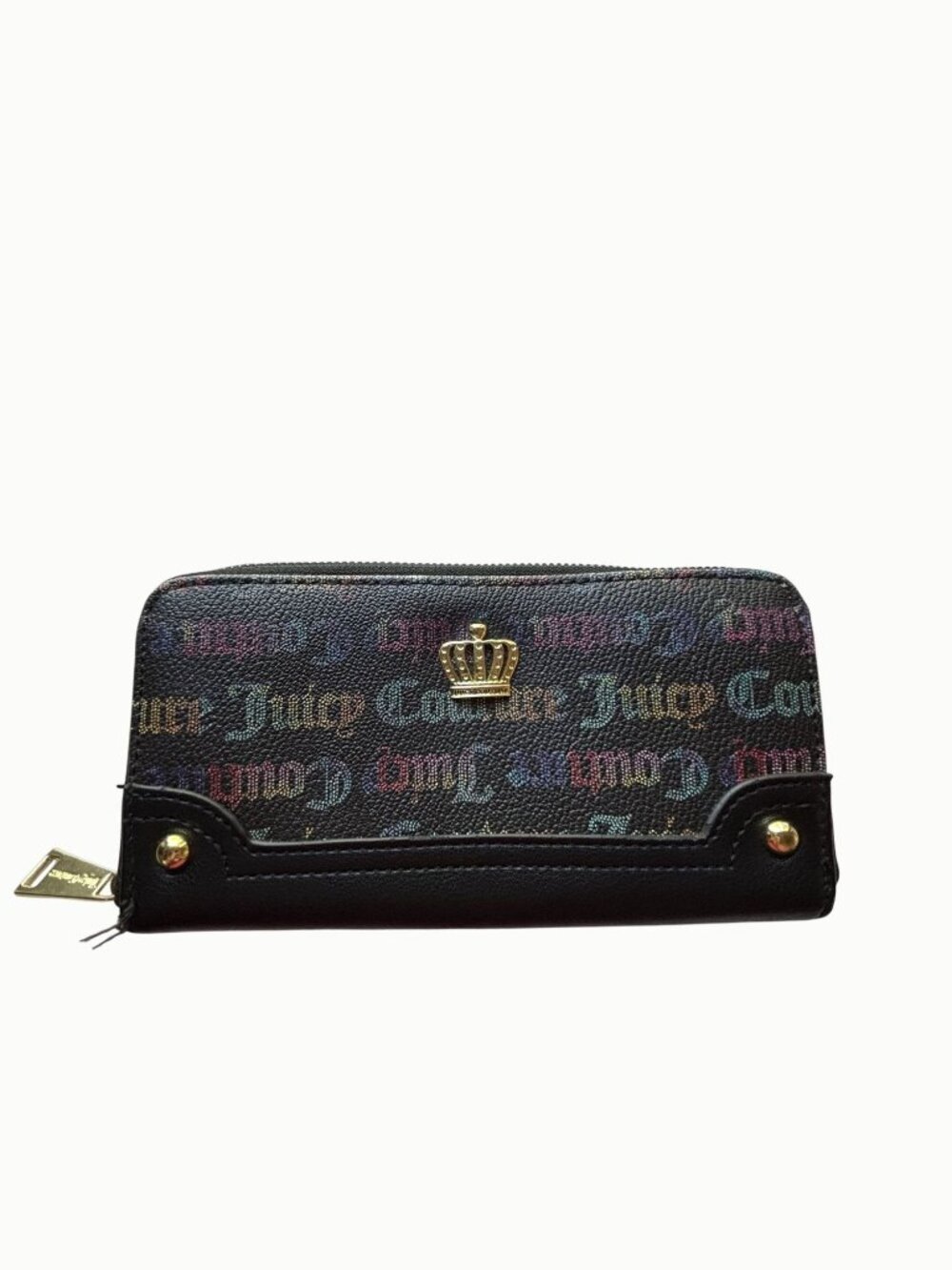 Juicy Couture Off the Chain Wallet Multicolor Gothic Logo Crown Zip Around Y2K